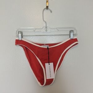 WeWoreWhat Classic Scoop Bikini Bottom Fiery Red Medium New